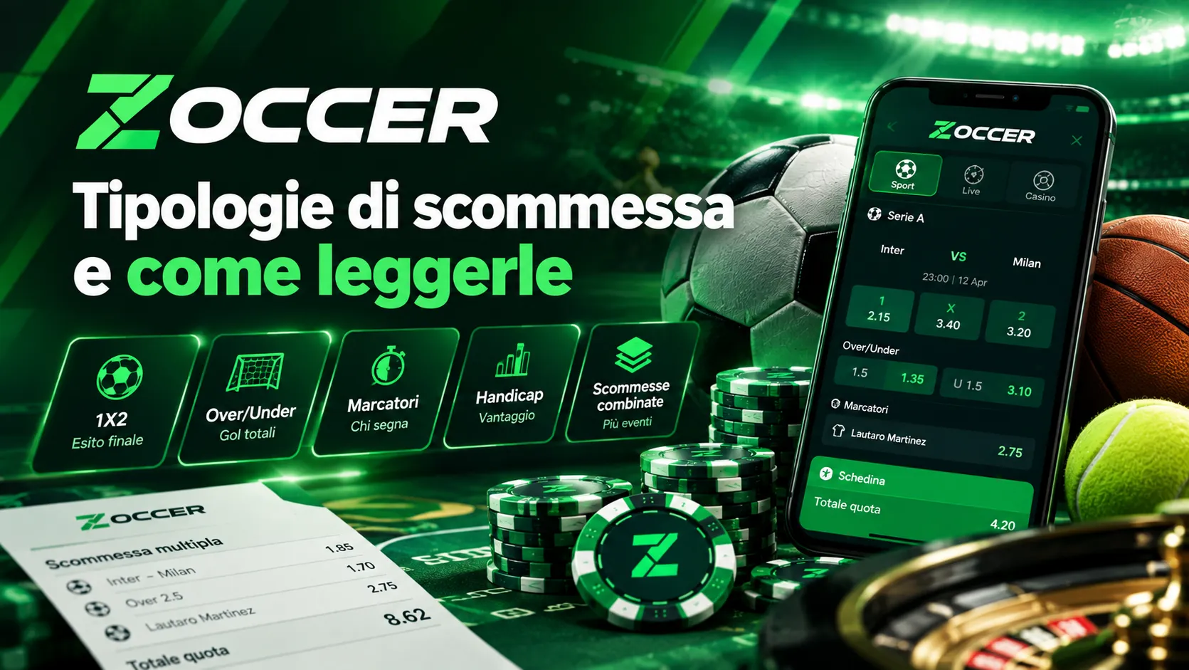 zoccer Tipologie di scommessa
